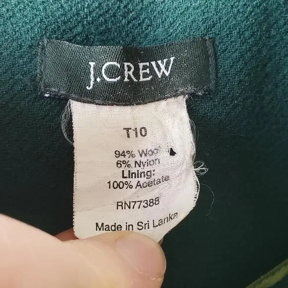 J.Crew Coat Womens T10 Green Wool Long Single Breasted Button Front Overcoat - Picture 3 of 8